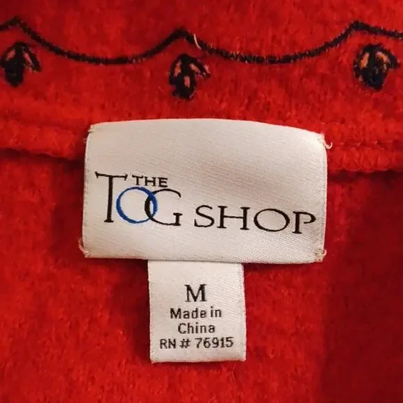 THE TOG SHOP Women's Red Wool Embroidered Sweater. M - Picture 10 of 12